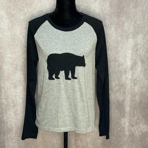 Women's Gray/Black Bear Long Sleeve T-shirt~ size M